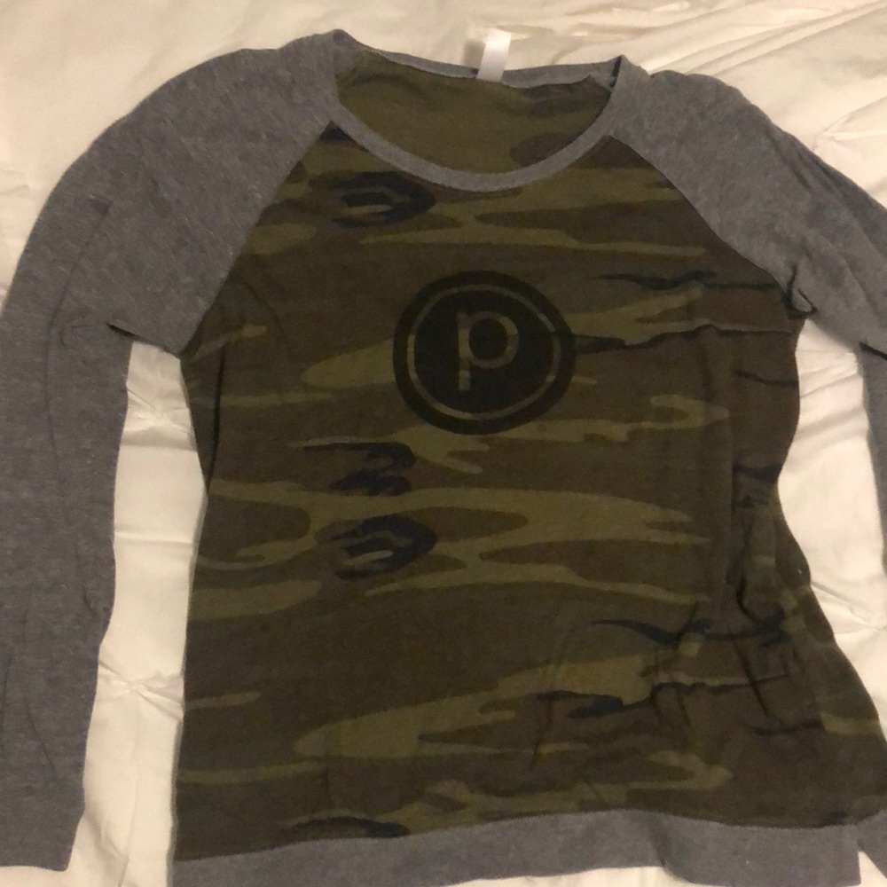 Pure Barre long sleeve camo baseball T